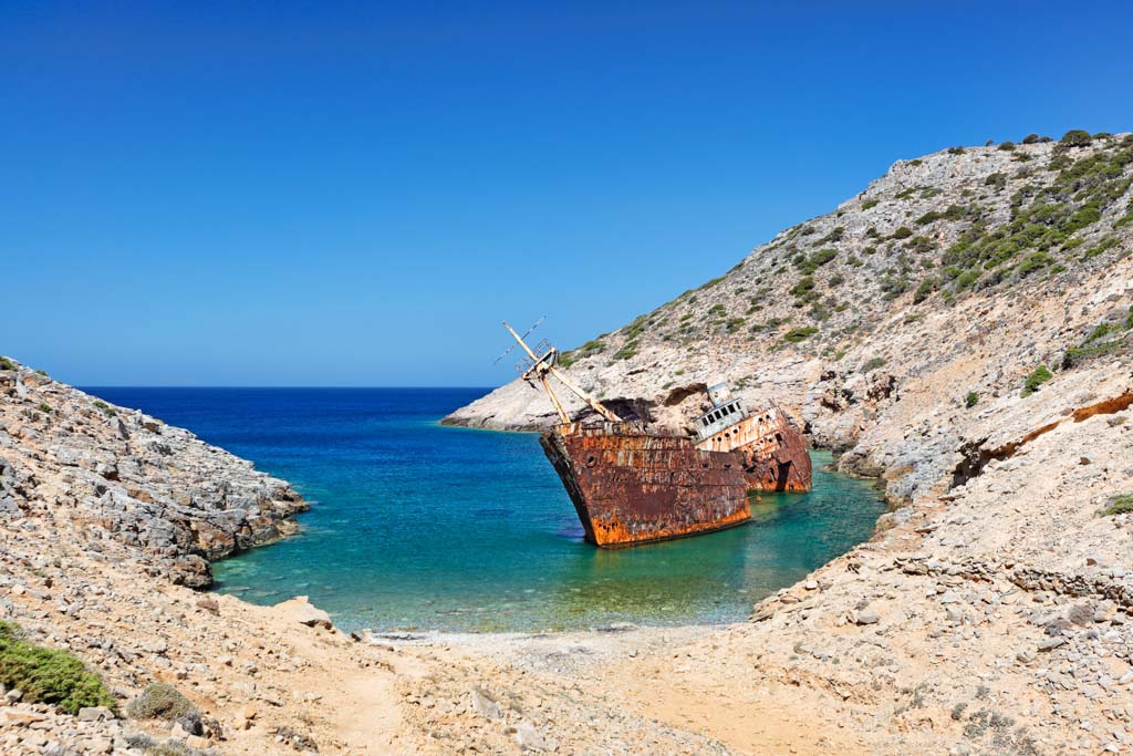 Olympia shipwreck of Amorgos island in Cyclades, Greece