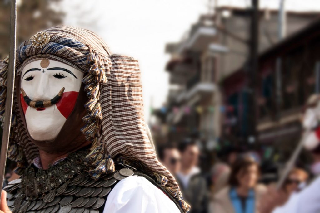 The carnival custom of Boules and Genitsari in Naoussa, Greece.